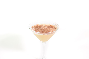 Tasty Brandy Alexander cocktail on a white background