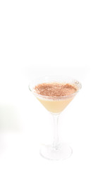 Tasty Brandy Alexander cocktail on a white background