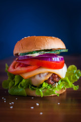 Close-up of homemade burger on a table