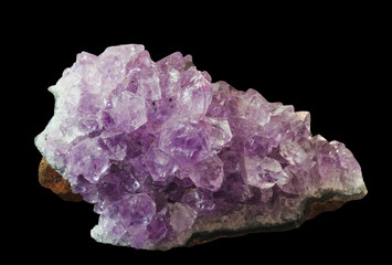 Fototapeta premium Rae Amethyst crystal druse on black background