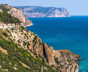 Landscape of the Black Sea coast in a Crimea. Aya Cape