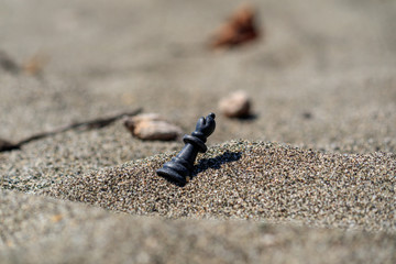 chess piece Queen in the sand