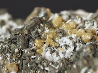 Raw natural mineral,calcite, pyrite and limonite