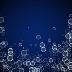 Random soap bubbles abstract background. Blowing b