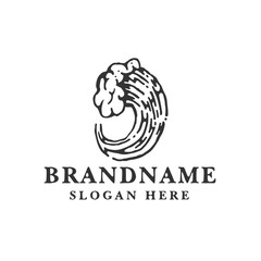 wave vintage logo design template