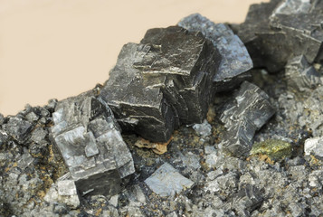 Raw mineral pyrite macro shooting