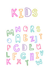 Kids hand drawn vector font decorative playful letters alphabet