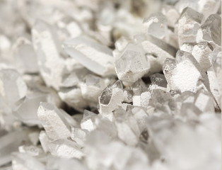 Mineral quartz covered with limestone