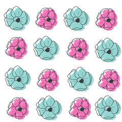 set of flowers