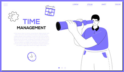 Time management - flat design style web banner