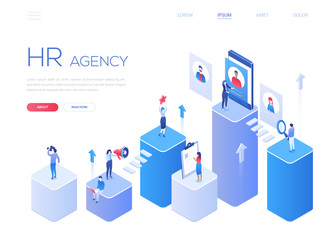 HR agency - modern colorful isometric vector web banner