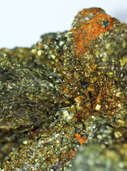 Mineral Pyrite with tinge, Octehedral crystals on solid pyrite