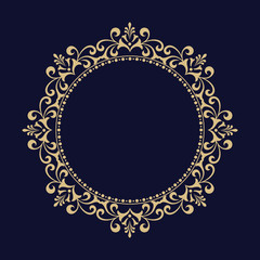 Decorative frame Elegant vector element for design in Eastern style, place for text. Floral golden border. Lace illustration for invitations and greeting cards.