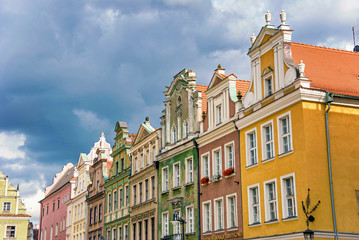 Historic old town market colorful building in Poznan