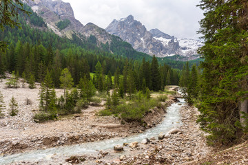  A mountain river in the Val Contrin. Dolomites. Italy.