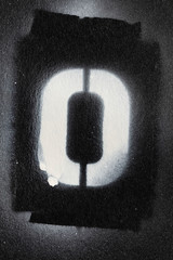 Letter O grunge spray paninted stencil font