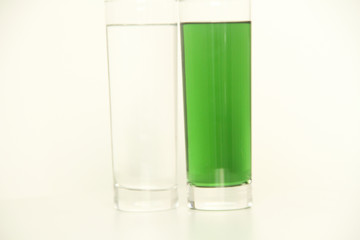 Two glasses of green liquid on white background, São Paulo, Brazil