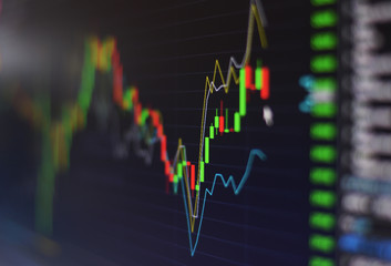 financial stock market graph chart investment trading stock exchange trading market screen at night...