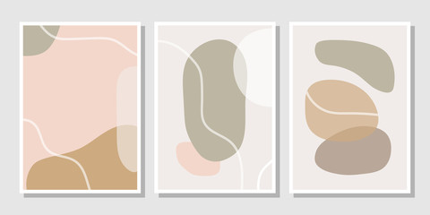 Fototapeta na wymiar Set of stylish templates with abstract shapes in pastel colors. Contemporary collage style for invitations, flyers, cards, poster, magazine cover, etc.