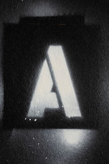 Letter A grunge spray paninted stencil font