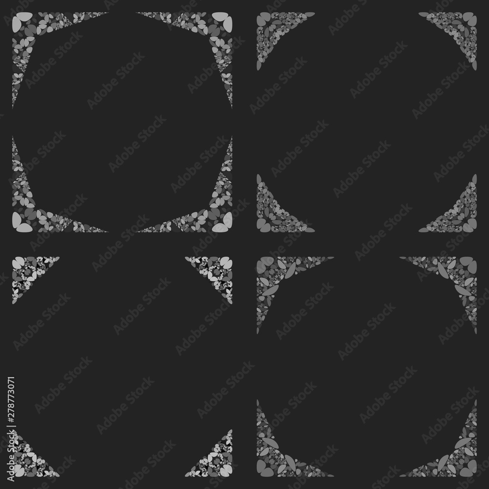 Poster curved stone mosaic page border design set - vector design elements