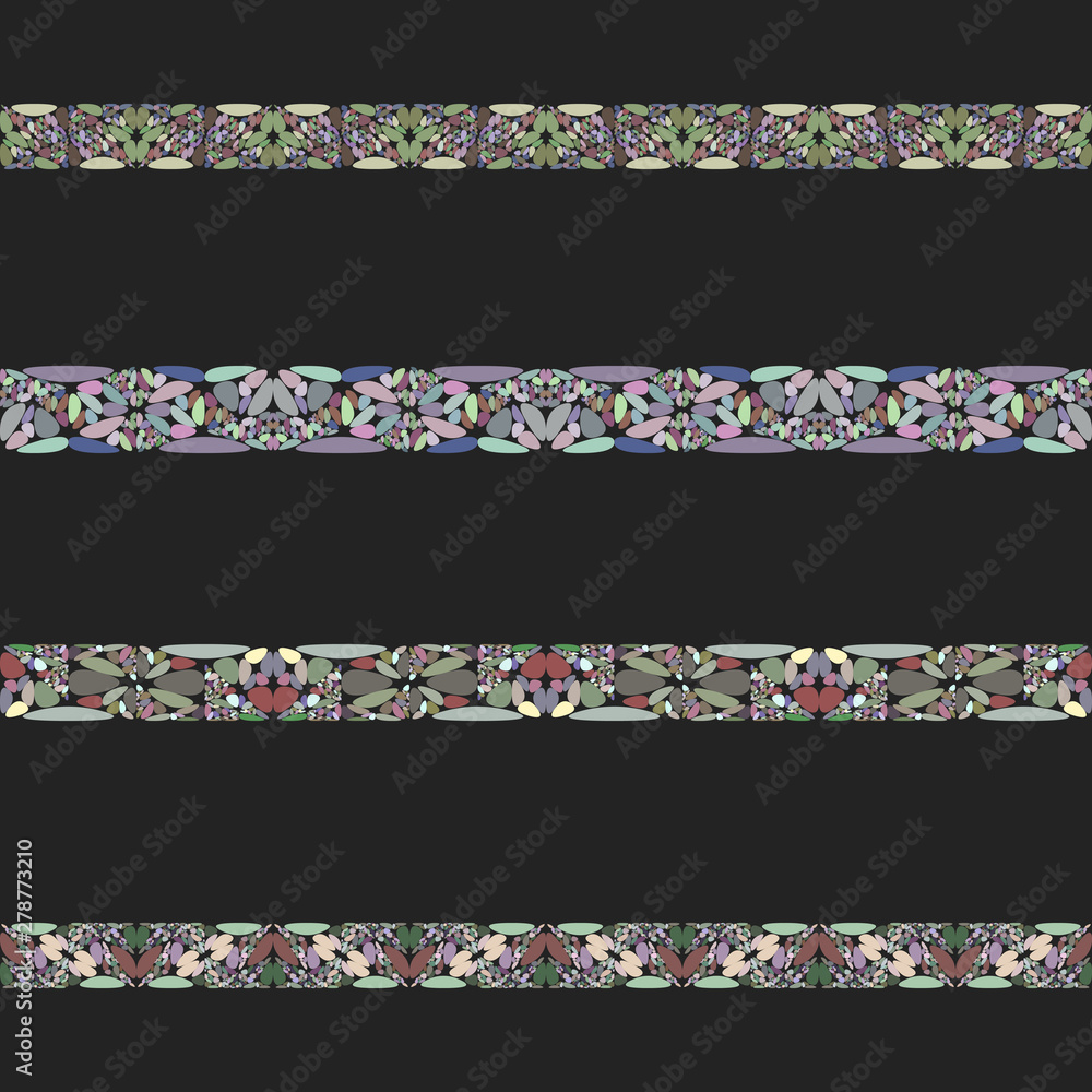 Poster curved stone mosaic divider line set - vector design elements