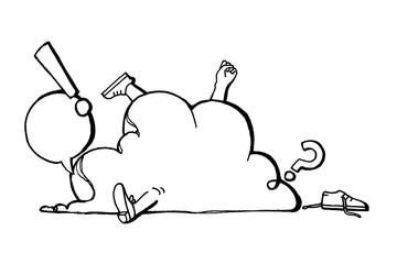 Fight illustration cartoon of conflict in black and white