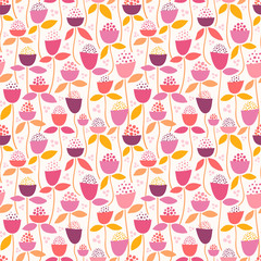 Seamless vector pattern with stylized flowers. Floral background.