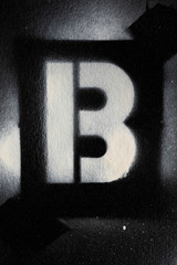 Letter B grunge spray paninted stencil font
