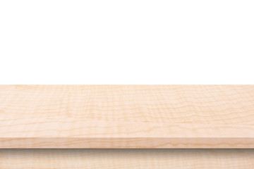 Empty wood table on isolate white background and display montage with copy space for product.