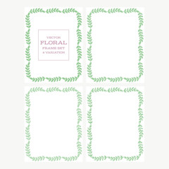 Set of 4 vector floral leaf frame with different texture