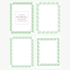 Set of 4 vector floral leaf frame with different texture