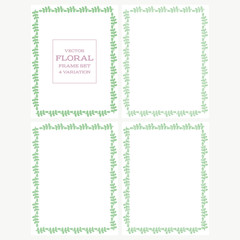 Set of 4 vector floral leaf frame with different texture