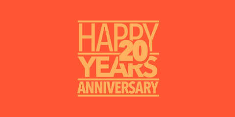 20 years anniversary vector icon, logo, banner. Design element with composition of letters