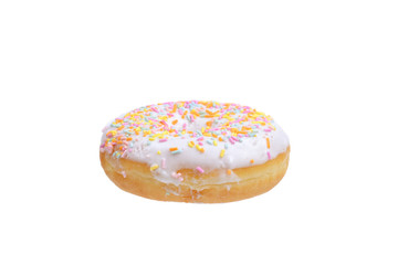 Sweet tasty donut isolated on white.