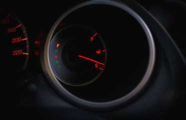 fuel gauge on dashboard