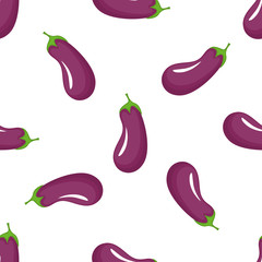 Eggplant seamless pattern. Organic vegetarian food. Used for design surfaces, fabrics, textiles, packaging paper