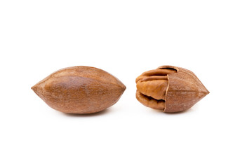 Fresh pecan nuts isolated on a white background