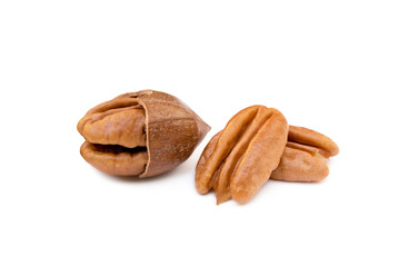 Fresh pecan nuts isolated on a white background