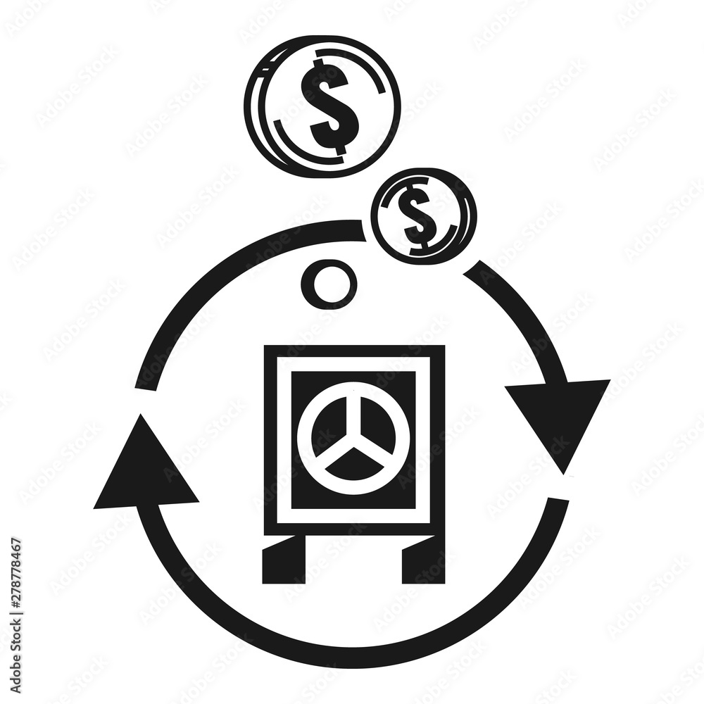 Poster return money safe icon. simple illustration of return money safe vector icon for web design isolated