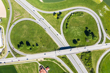 Aerial view of an highway exit
