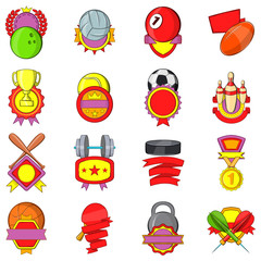 Sport way icons set. Cartoon set of 16 sport way vector icons for web isolated on white background