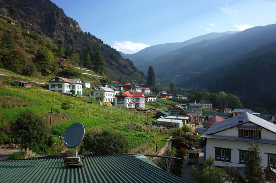 Junbesi sherpa village, Solukhumbu, Everest Region, Nepal. Picturesque village in Himalayas on altitude 2700 m