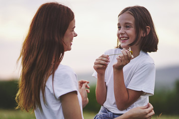 mother and daughter in the park