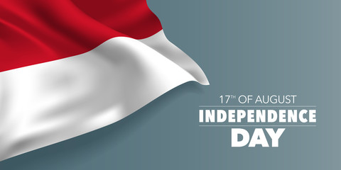Indonesia happy independence day greeting card, banner with template text vector illustration