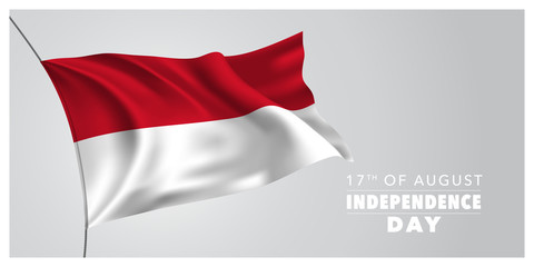 Indonesia happy independence day greeting card, banner, horizontal vector illustration