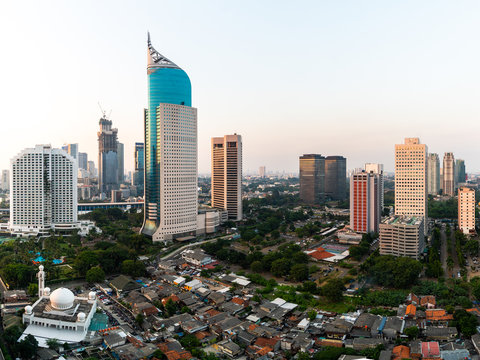 Fototapeta Jakarta downtown district in Indonesia capital city