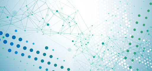 Abstract polygonal vector background with connecting dots and lines. Digital data visualization.