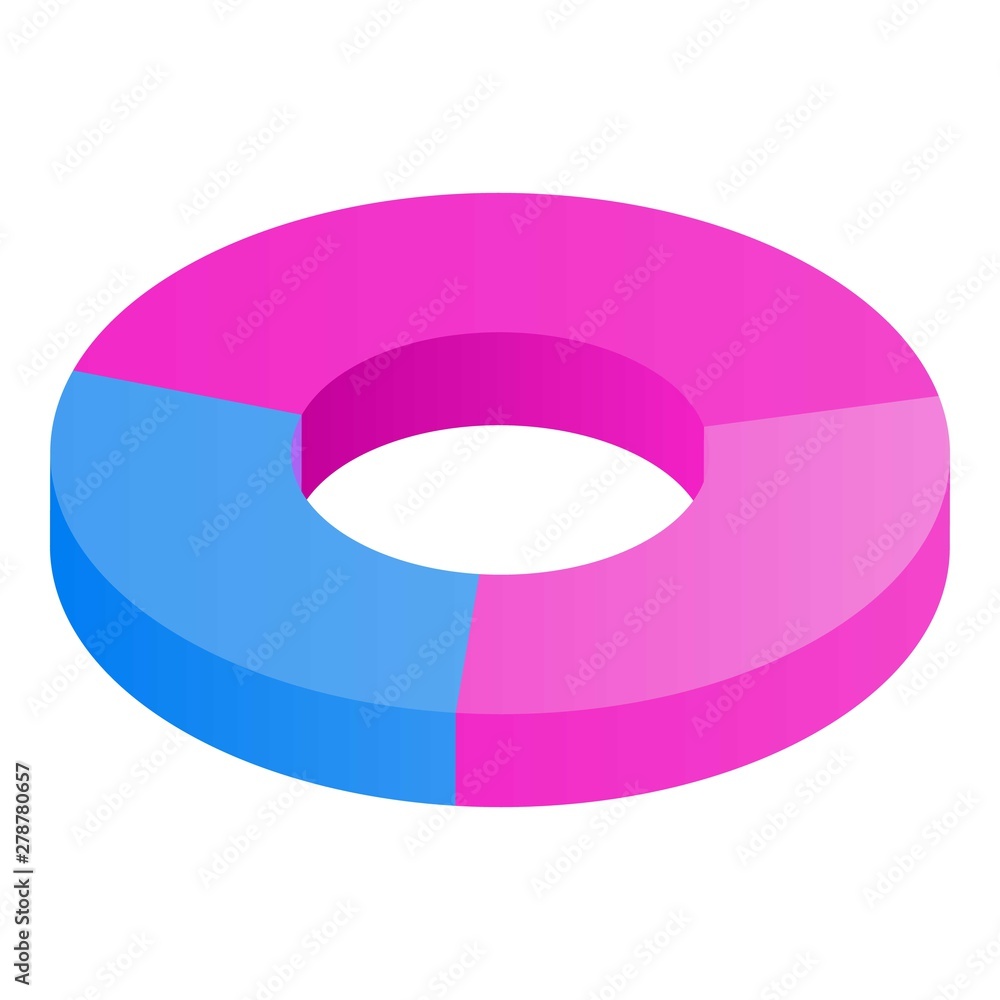 Poster colorful pie chart icon. isometric of colorful pie chart vector icon for web design isolated on whit