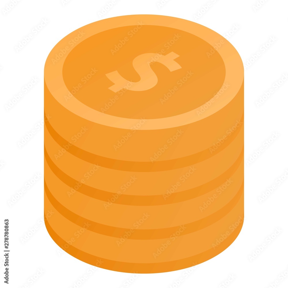 Poster coins stack icon. isometric of coins stack vector icon for web design isolated on white background